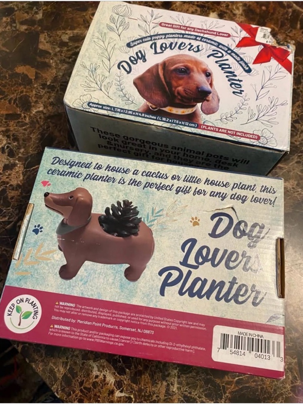 Dog Lover Planter Ceramic Dachshund Planter - Brown